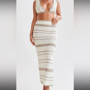 Meshki Cream and Brown Maxi Skirt and Top